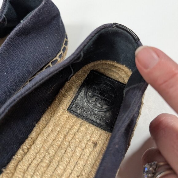 Great condition Tory Burch Weston Flat Espadrille shoes in Bright Navy - size 8M - Picture 4 of 17